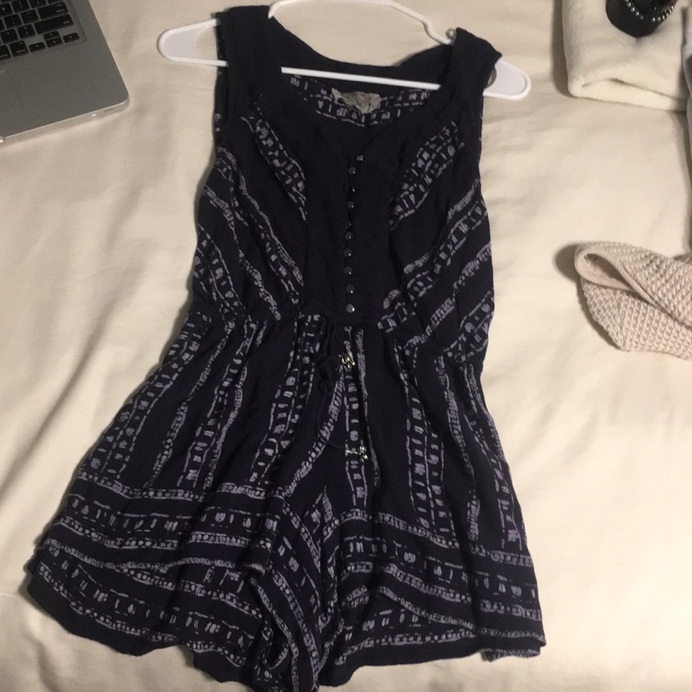 Urban Outfitters Navy Romper with Ties